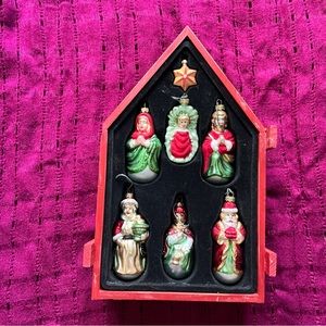 Mikasa Nativity Handblown Christmas  Ornaments In Wooden Box, No Cover